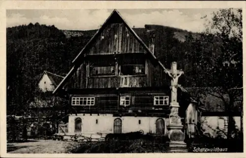 Ak Schwarzwald, Schwarzwaldhaus, Kruzifix
