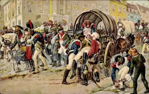 Künstler Ak Die Völkerschlacht 1813, Verwundete Franzosen, Schlacht bei Kulm