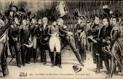 Ak Les Adieux de Napoleon a Fontainebleau, le 20 Avril 1814
