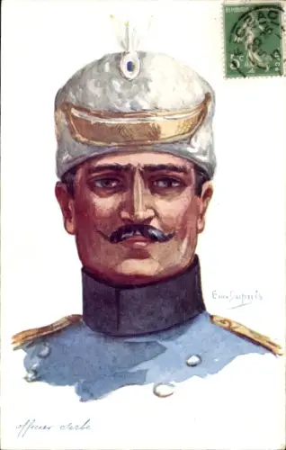 Künstler Ak Dupuis, Emil, Serbischer Offizier, Uniform