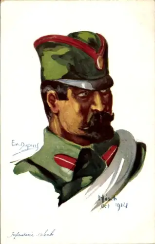 Künstler Ak Dupuis, E., Frankreichs Alliierte, Soldat der serbischen Infanterie, Nisch 1914