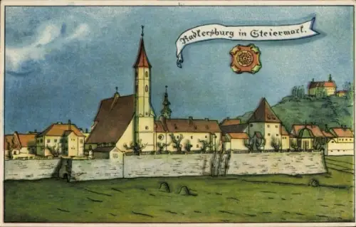 Künstler Ak Bad Radkersburg Steiermark, Teilansicht, Kirche