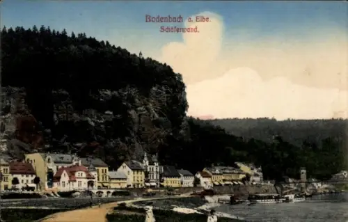 Ak Podmokly Bodenbach Děčín Tetschen an der Elbe Region Aussig, Schäferwand