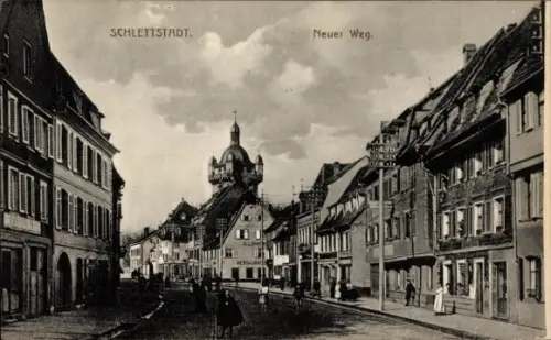 Ak Sélestat Schlettstadt Elsass Bas Rhin, Neuer Weg, Strassenansicht