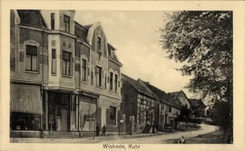 Ak Wickede an der Ruhr,  Geschäfts- und Wohnhäuser, Fachwerkhäuser, Straßenansicht