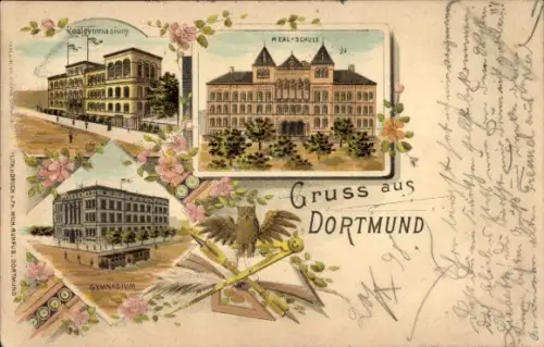 Passepartout Litho Dortmund im Ruhrgebiet, Realgymnasium, Gymnasium, Realschule