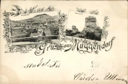 Passepartout Ak Muggendorf Wiesenttal Fränkische Schweiz, Adlerstein, Gesamtansicht
