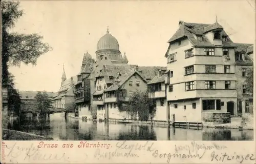 Ak Nürnberg, Stadtbild, Blick zur Synagoge