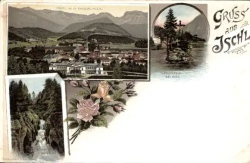 Litho Bad Ischl Oberösterreich, Kaiserliche Villa, Rettenbach Wildniss
