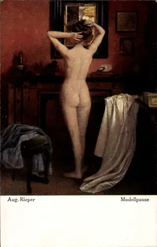 Künstler Ak Rieper, August, Modellpause, Frauenakt