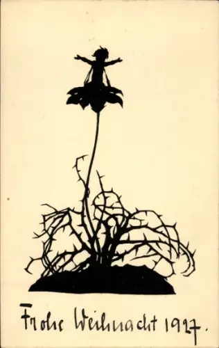 Scherenschnitt Künstler Ak Plischke, Georg, Nr. 166, Blume aus Dornen