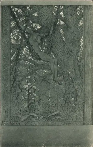 Jugendstil Ak Fidus, Lianenschaukel, Naturkinder