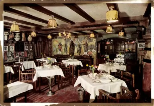 Ak Garmisch Partenkirchen in Oberbayern, Clausings Posthotel, Altdeutscher Gastraum