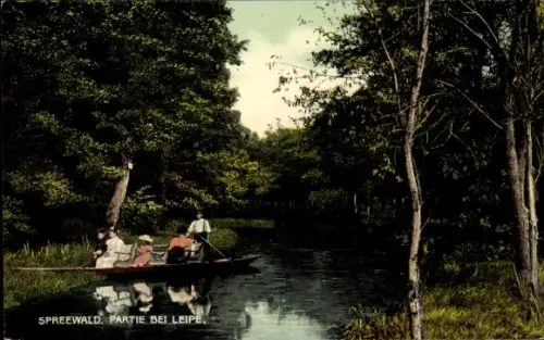 Ak Leipe Lübbenau Spreewald, Kahn auf dem Wasser