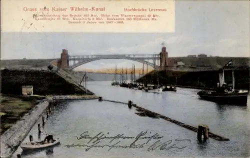 Ak Kaiser-Wilhelm-Kanal, Hochbrücke Levensau