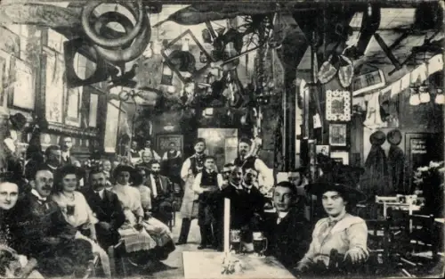 Ak Dresden, Bauernschänke, Innenansicht, Gäste, Vortragender Rat Josephus Linke, Kreuzstr. 11