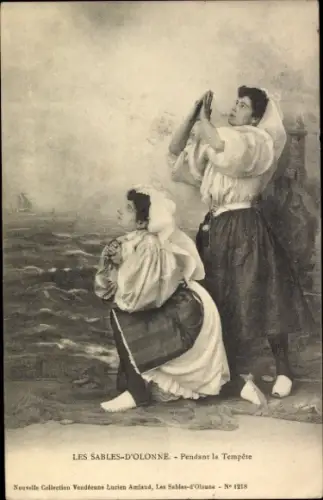 Ak Les Sables d'Olonne Vendée, Betende Frauen