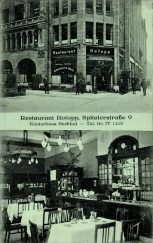 Ak Hamburg Mitte Altstadt, Restaurant Hotopp, Spitalerstraße 9, Kontorhaus Barkhof