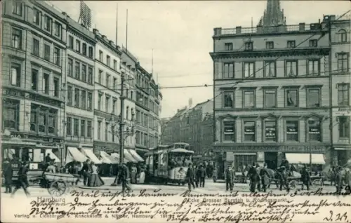 Ak Hamburg Mitte Altstadt, Strassenbahn Hamburg Grosser Burstah und Rödlingsmarkt