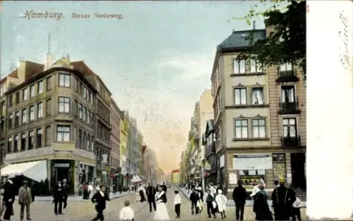 Ak Hamburg Mitte Altstadt, Neuer Steinweg, Passanten