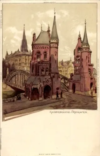 Künstler Ak Biese, Carl, Hamburg, Kaiserbrücke, Freihafen