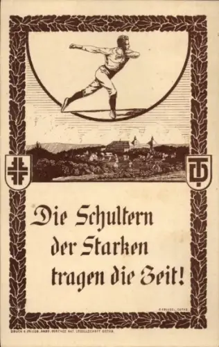 Ak Gotha im Thüringer Becken, 20. Westthüringer Gauturnfest 1921, Turner, Panorama vom Ort