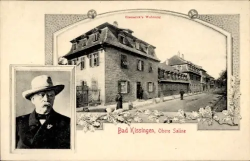 Ak Bad Kissingen Unterfranken Bayern, Obere Saline, Wohnhaus Fürst Otto von Bismarck, Portrait