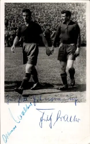 Foto Fußballer Fritz und Ottmar Walter, Portrait, Autogramme