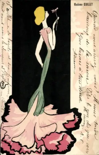 Jugendstil Künstler Ak Gulli, Jeanne, Madame Oeuillet, Frau, Nelke