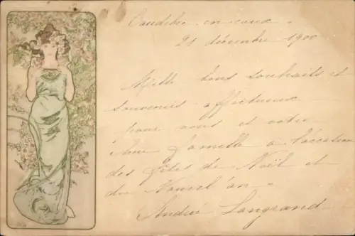 Jugendstil Künstler Ak Mucha, Alfons, Frauenbildnis