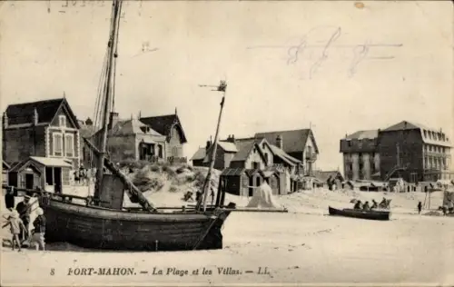 Ak Fort Mahon Plage Somme, Strand und die Villen