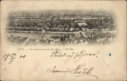 Ak Lyon Rhône, Gesamtansicht von aus Fourvière