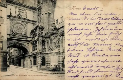 Ak Rouen Seine Maritime, Porte et Fontaine de la Grosse-Horloge, Gros-Horloge, Rouen
