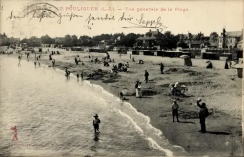 Ak Le Pouliguen Loire Atlantique,  Strand (Plage), Gesamtansicht