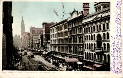 Ak Philadelphia Pennsylvania USA, Market Street from Eighth