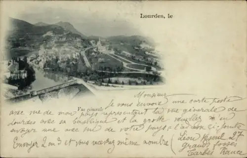 Ak Lourdes Hautes Pyrénées, Gesamtansicht