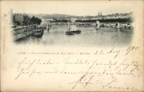 CPA Lyon Rhône, Vue sur la Saône prise du Pont Tilsitt