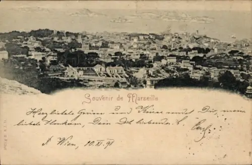 Ak Marseille Bouches du Rhône, Souvenir de Marseilles, Hafenpanorama, Stadtansicht