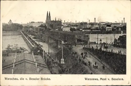 Ak Warszawa Warschau Polen, Blick auf die von der Beseler Brücke