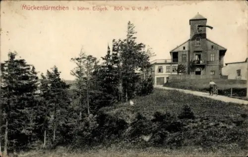 Ak Komáří hůrka Mückenberg im Erzgebirge Region Aussig, Mückentürmchen, Komáří Vizka, Mückentürmc