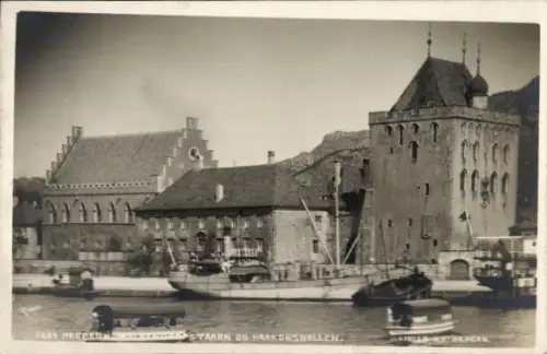 Ak Bergenhus Bergen Norwegen,  Rosenkrantz-Turm, Haakonshalle
