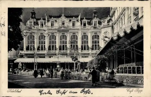 Ak Karlovy Vary Karlsbad Stadt,  Café Pupp