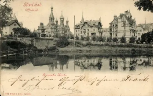 Ak Karlovy Vary Karlsbad Stadt, Westend, Russische Kirche