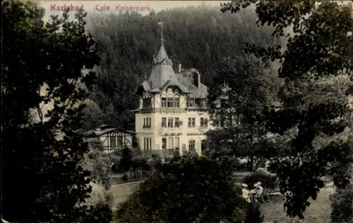 Ak Karlovy Vary Karlsbad Stadt, Café Kaiserpark