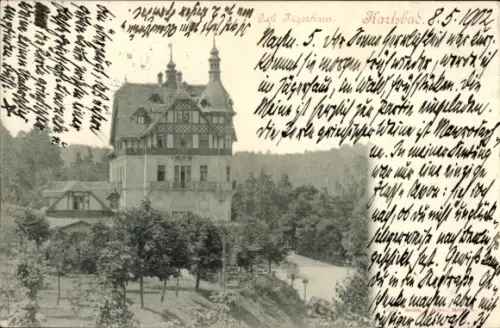 Ak Karlovy Vary Karlsbad Stadt, CaféJägerhaus