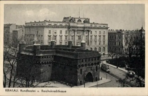 Ak Kraków Krakau Polen,  Rundbastei, Reichskreditkasse