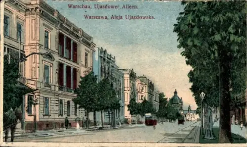 Ak Warszawa Warschau Polen, Warschau, Ujasdower Alleen,  Aleja Ujazdowska