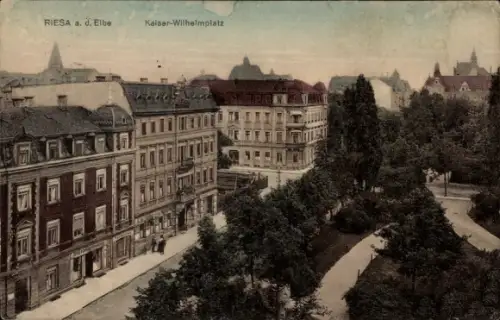 Ak Riesa an der Elbe Sachsen, Kaiser Wilhelm Platz