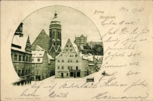 Ak Pirna an der Elbe, Marktplatz