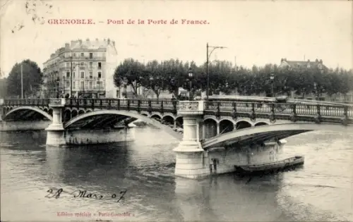Ak Grenoble Isère, Brücke Porte de France
